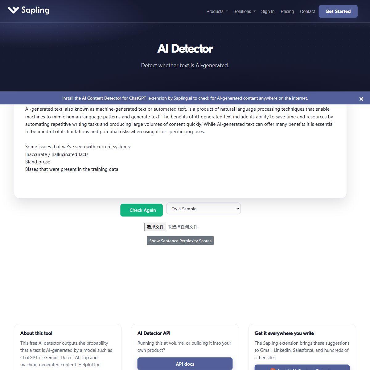Sapling AI Content Detector