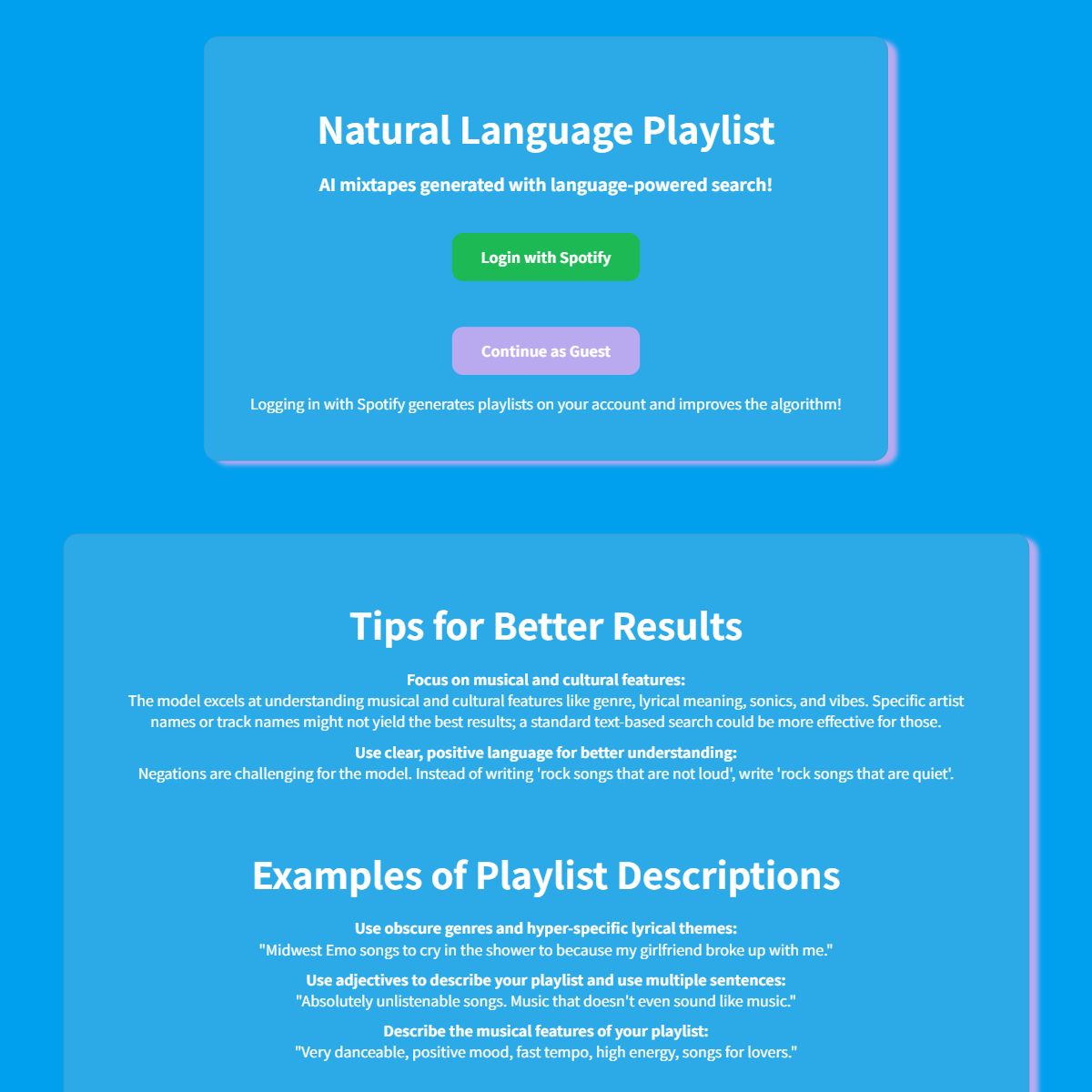 Natural Language Playlist